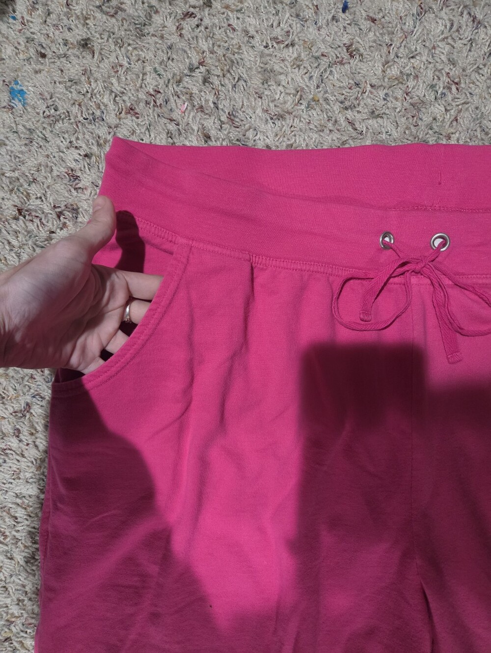 Just My Size Hot Pink Drawstring Bermuda Shorts - Picture 2 of 6